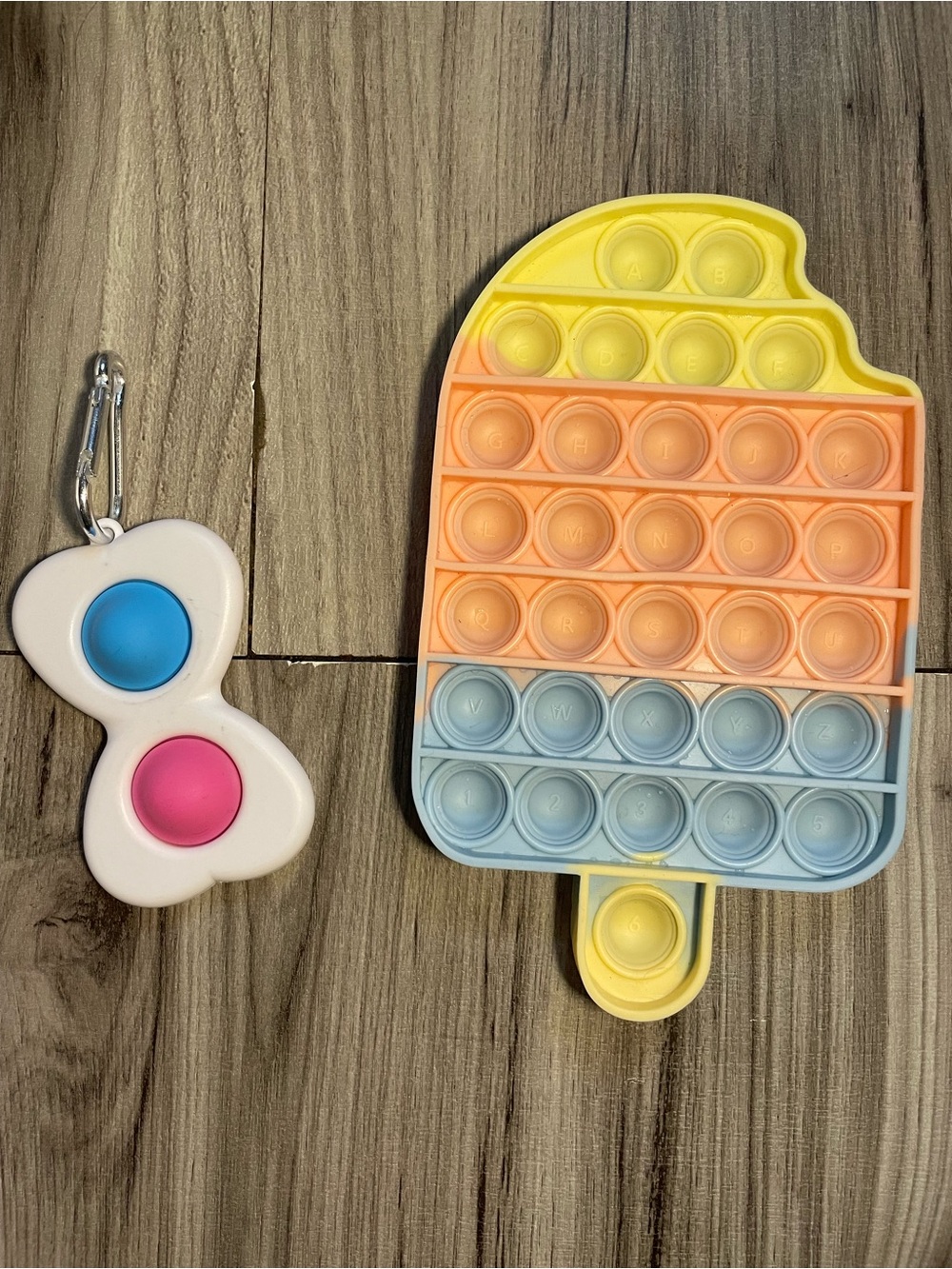 2PC Kids Pop-It Fidget Toy Popsicle - Yellow, Orange, Blue